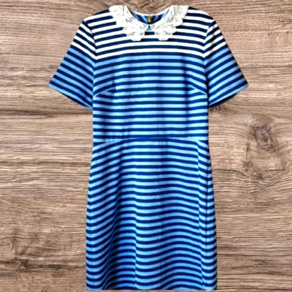 Draper James Women's Lace Collar Striped Persley Dress Size XS